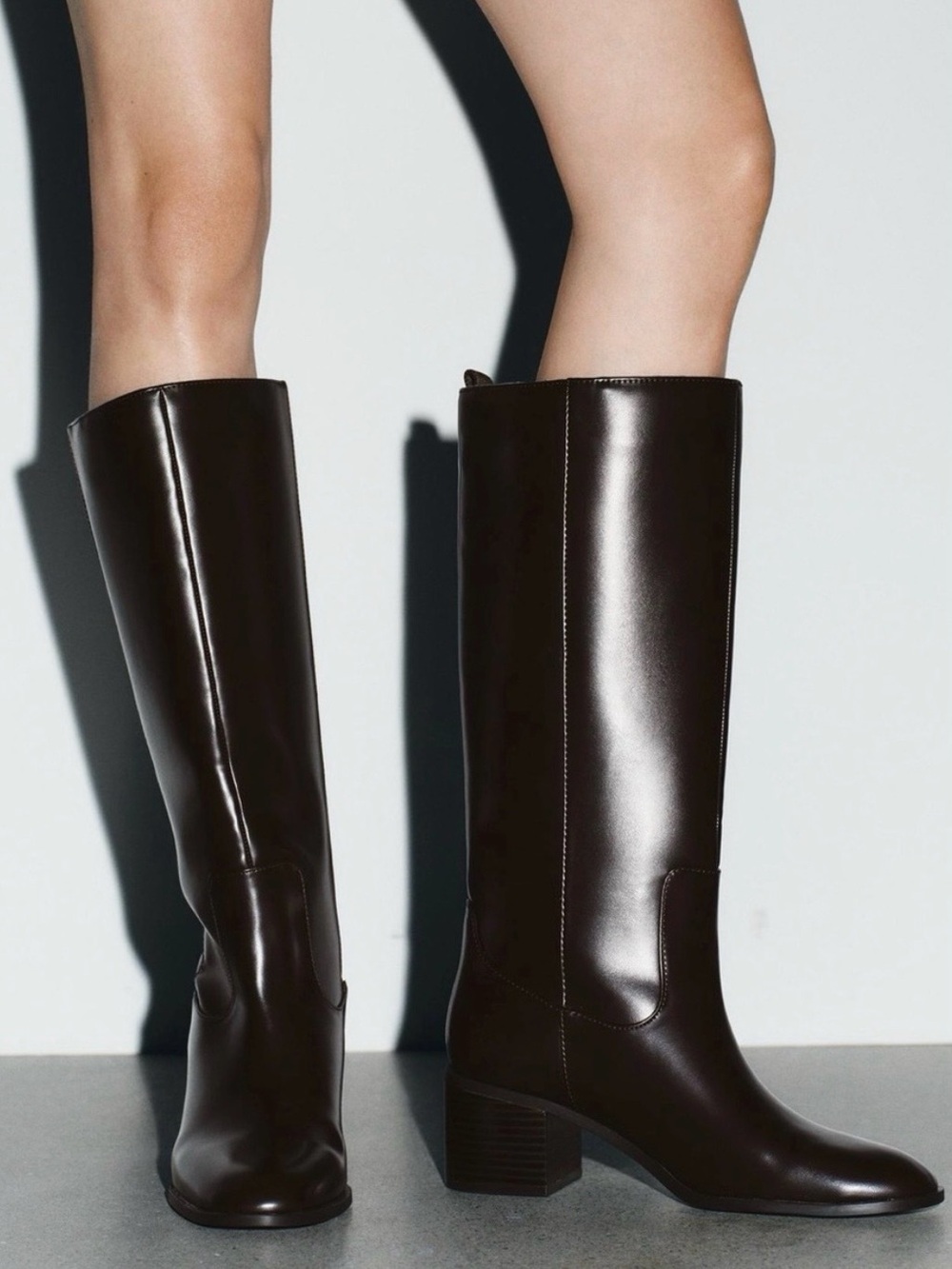 Zara BLOCK HEEL BOOTS. Brown. Size 7.5. New with Tags.